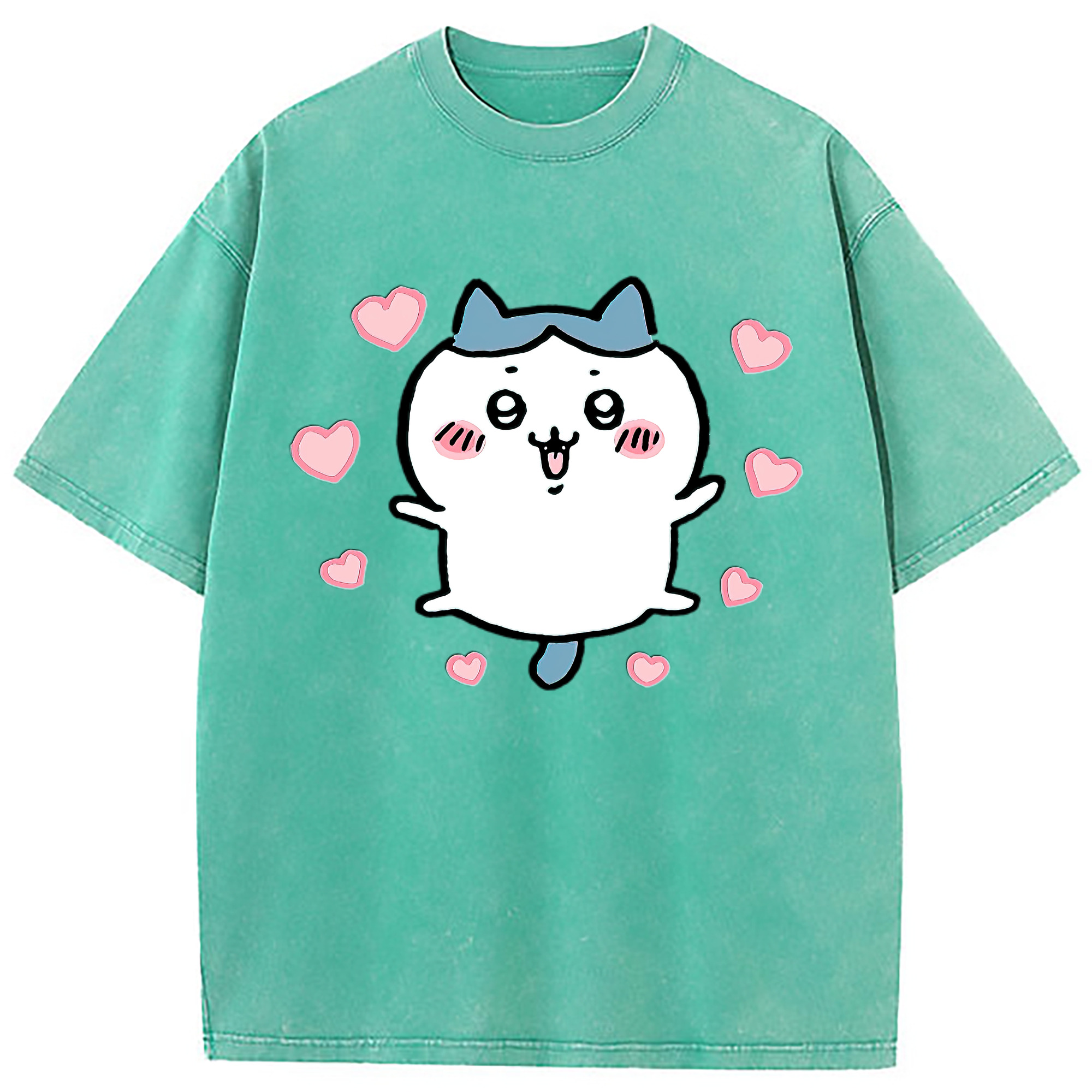 （画像用） ちいかわ ハチワレ Chii-kawa hachiware 綿100% ヴィンテージ風 半袖Tシャツ（フロントプリント）